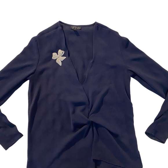 Navy Blue TopShop Blouse - Picture 1 of 3